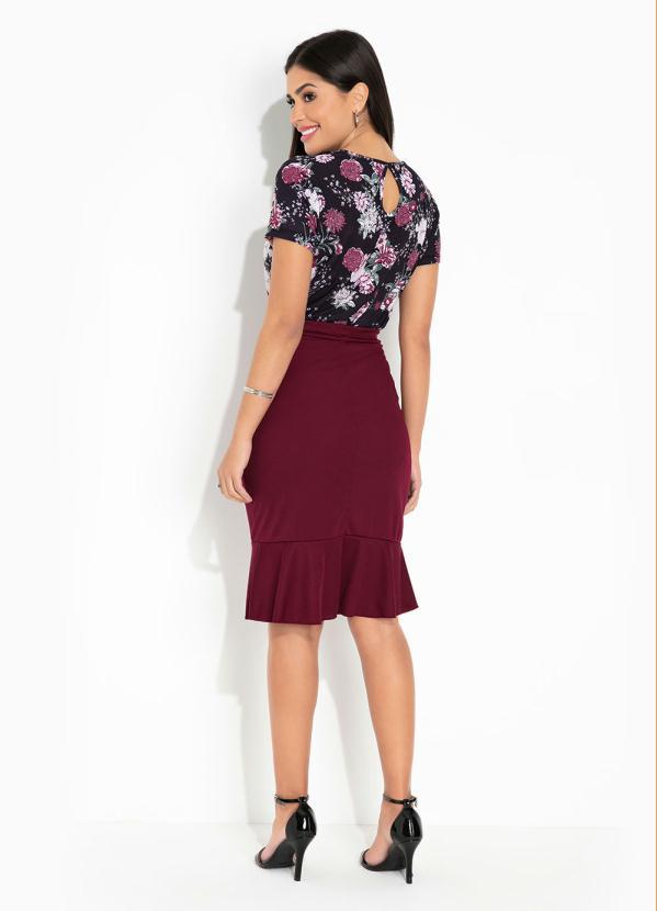 Outlet - Saia Bordô Botões Decorativos 6