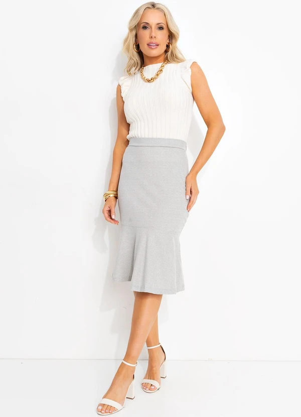 Rosalie - Saia Cinza em Malha Piquet 3