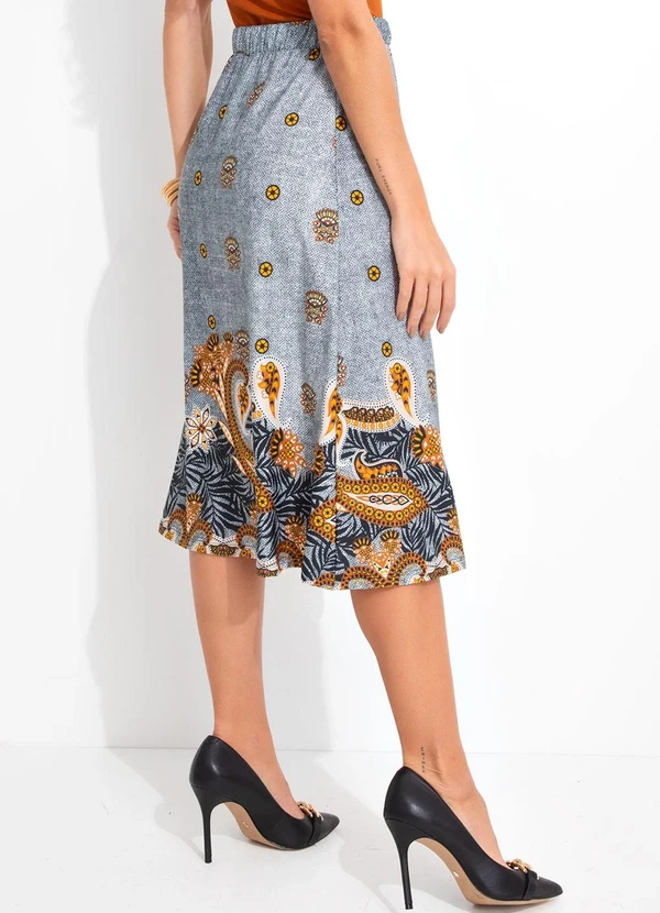 Rosalie - Saia Étnico Barrado em Malha de Poliéster 2