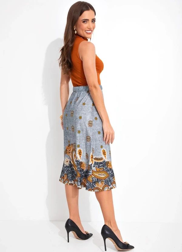 Rosalie - Saia Étnico Barrado em Malha de Poliéster 4
