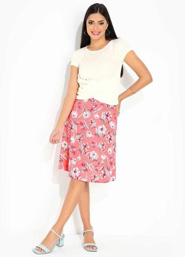 Outlet - Saia Floral Coral com Elástico 3