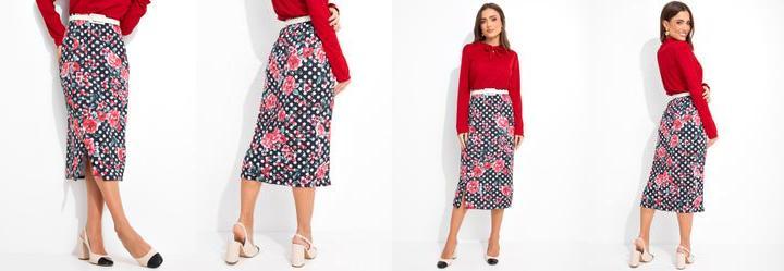 Saia Floral Fundo Preto em Poliflex