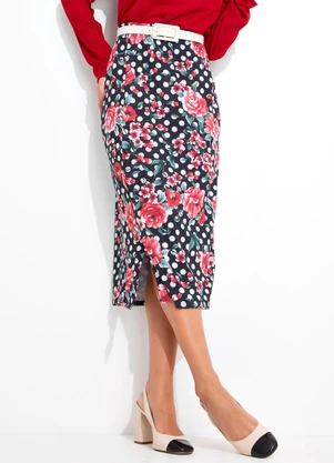 Rosalie - Saia Floral Fundo Preto em Poliflex - ROSALIE