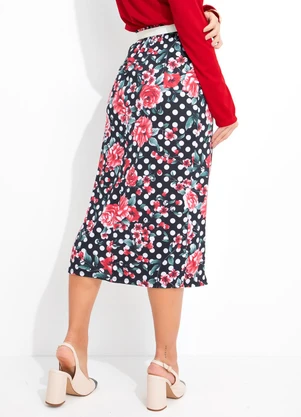 Rosalie - Saia Floral Fundo Preto em Poliflex - ROSALIE