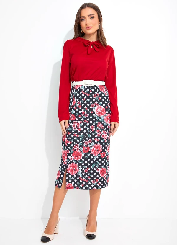 Rosalie - Saia Floral Fundo Preto em Poliflex 3