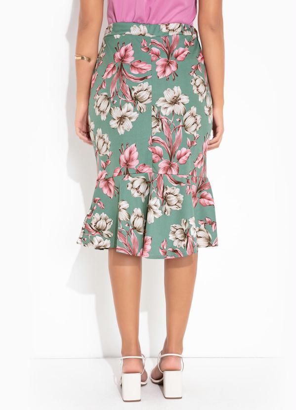 Outlet - Saia Floral Verde com Babado 2