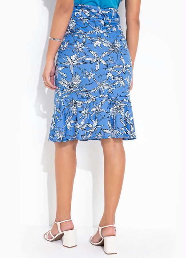 Queima Estoque - Saia Folhagem Azul com Babado 2