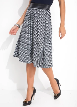 Rosalie - Saia Geométrico Abstrato em Malha de Poliéster - ROSALIE