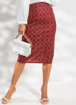 Rosalie - Saia Geométrico Bordô em Malha - ROSALIE