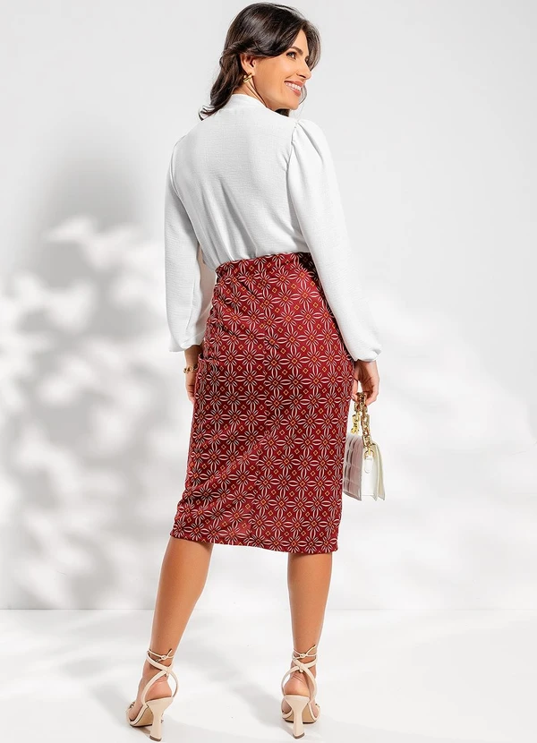 Rosalie - Saia Geométrico Bordô em Malha 4