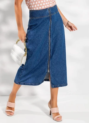 Rosalie - Saia Jeans Azul Escuro em Jeans - ROSALIE