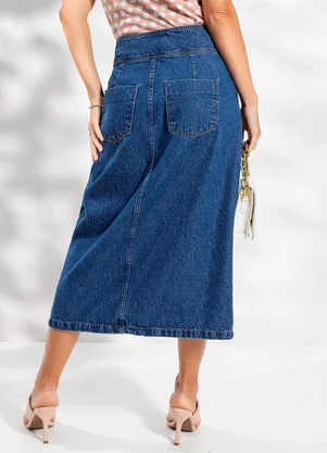 Rosalie - Saia Jeans Azul Escuro em Jeans - ROSALIE