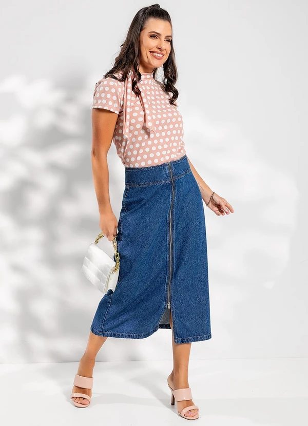 Rosalie - Saia Jeans Azul Escuro em Jeans 3