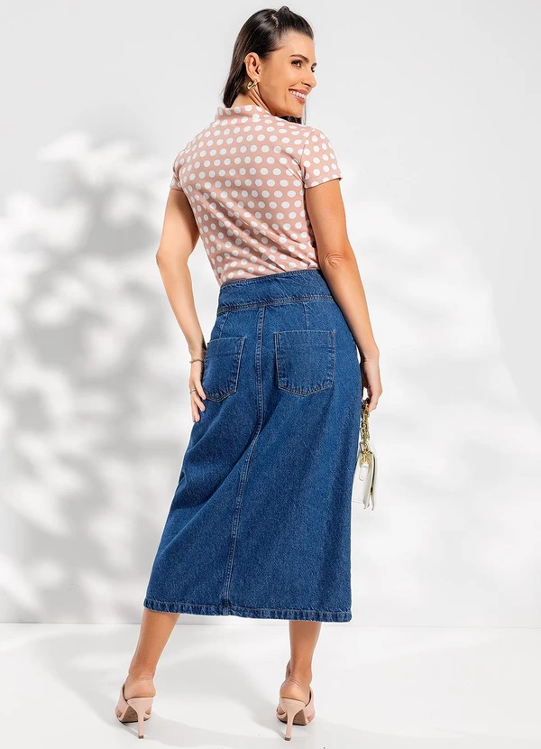 Rosalie - Saia Jeans Azul Escuro em Jeans 4
