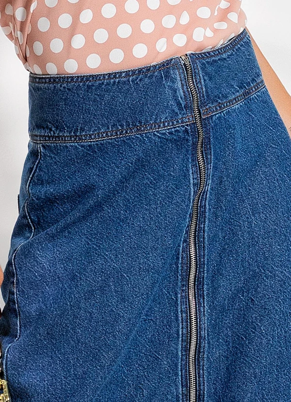 Rosalie - Saia Jeans Azul Escuro em Jeans 5