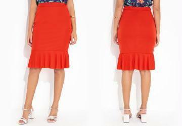 Saia Laranja com Babado na Barra