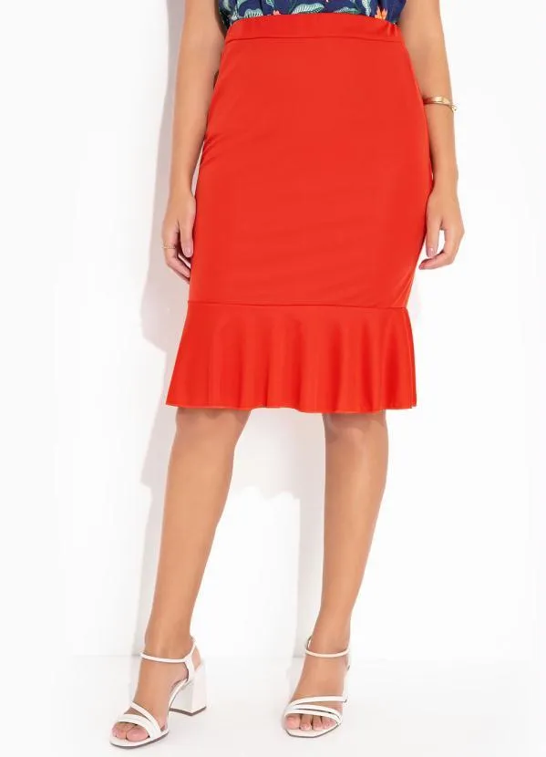 Outlet - Saia Laranja com Babado na Barra