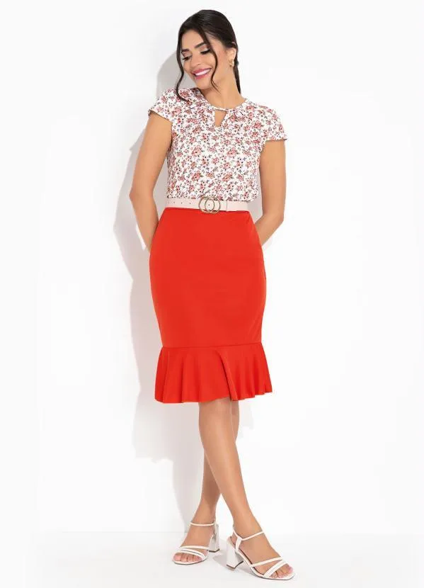 Queima Estoque - Saia Laranja com Babado na Barra 3