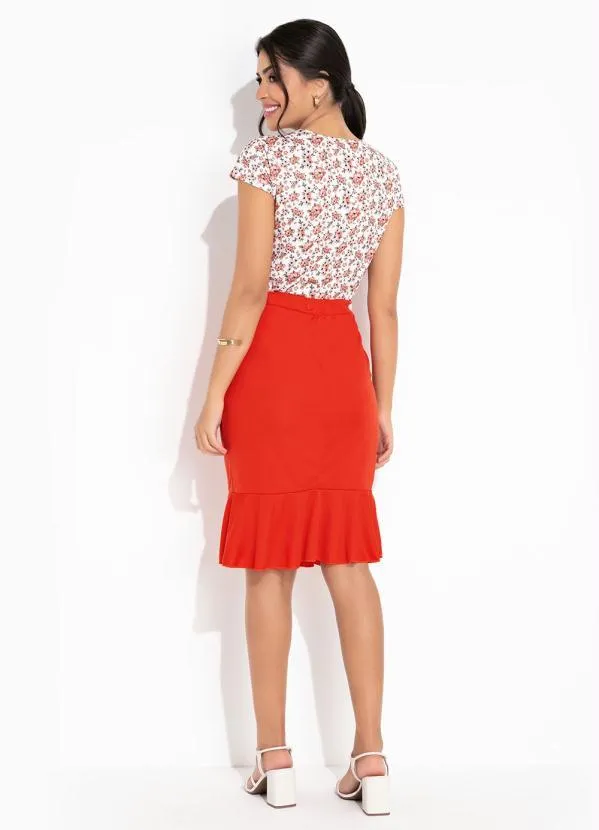 Queima Estoque - Saia Laranja com Babado na Barra 4