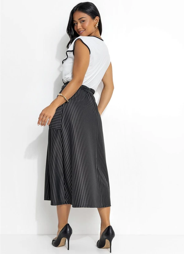 Rosalie - Saia Listrado Preto e Branco em Malha 4