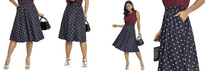 Saia Po� Preto em Jersey Acetinado