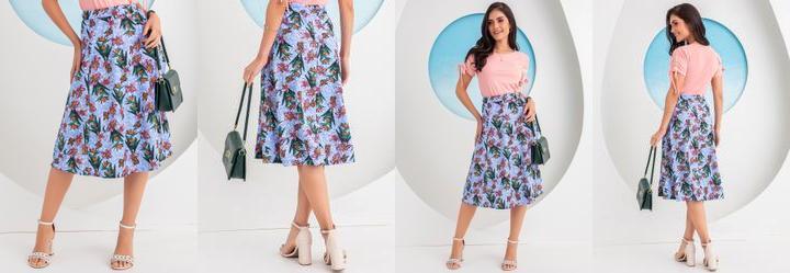 Saia Ramo de Flores em Malha