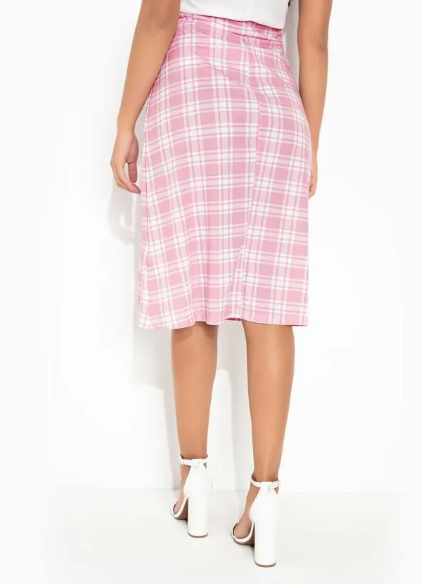 Rosalie - Saia Xadrez Rosa com Elástico 2