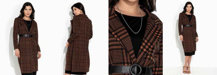 Sobretudo Xadrez Marrom Alongado