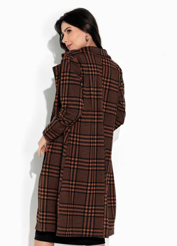 Rosalie - Sobretudo Xadrez Marrom Alongado 2