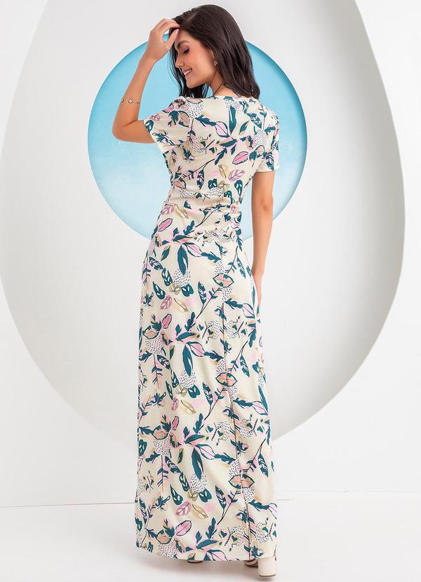 Rosalie - Vestido Folhas e Borboletas em Jersey Acetinado 2