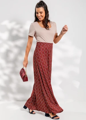 Rosalie - Vestido Geométrico Bordô em Malha - ROSALIE