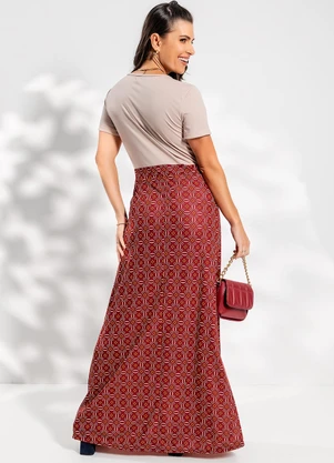 Rosalie - Vestido Geométrico Bordô em Malha - ROSALIE