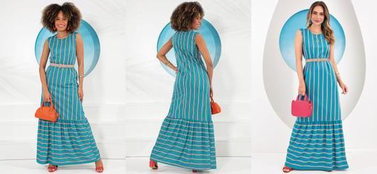 Vestido Listrado em Malha