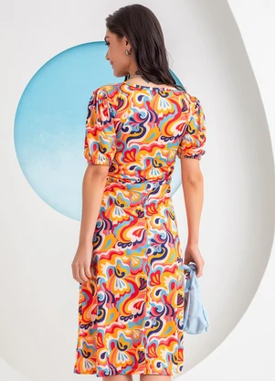 Rosalie - Vestido Abstrata em Jersey Acetinado - ROSALIE