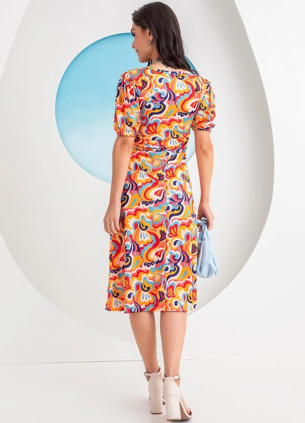 Rosalie - Vestido Abstrata em Jersey Acetinado 4