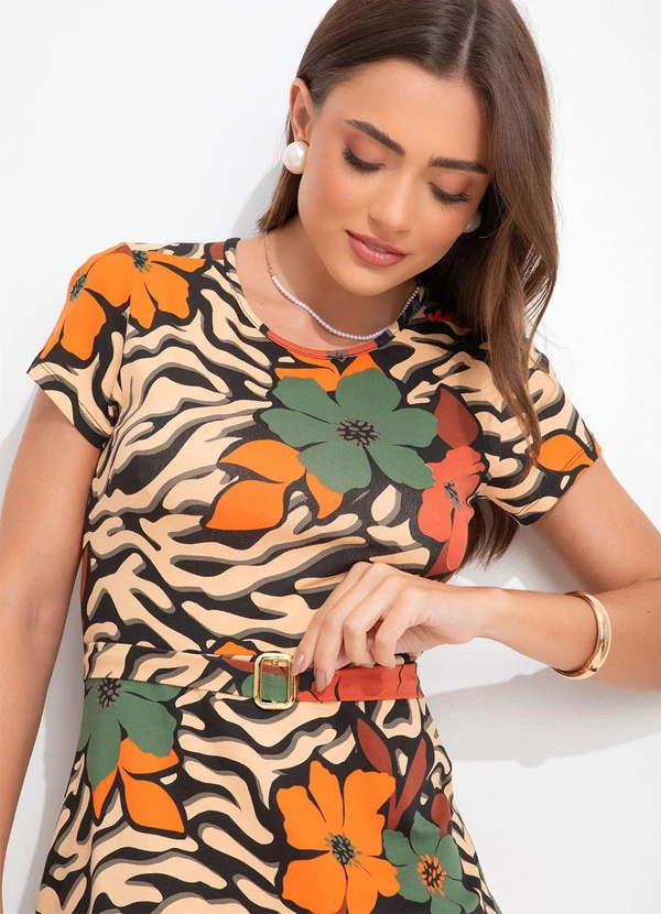 Rosalie - Vestido Animal Print Floral em Malha de Viscose 5