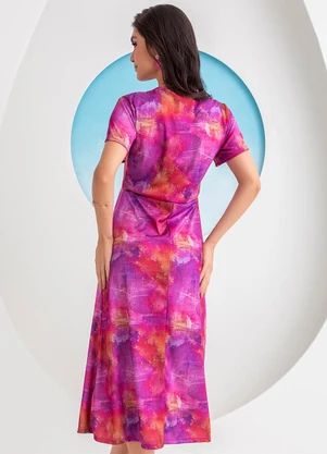 Rosalie - Vestido Aquarelado em Jersey Acetinado - ROSALIE