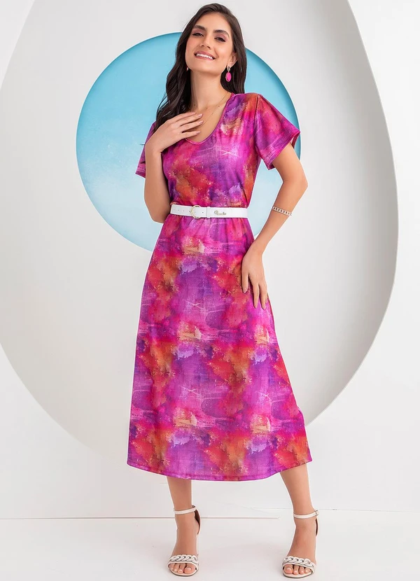 Rosalie - Vestido Aquarelado em Jersey Acetinado 3