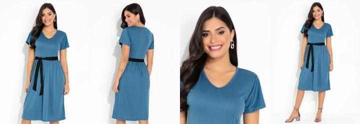 Vestido Azul com Amarrao