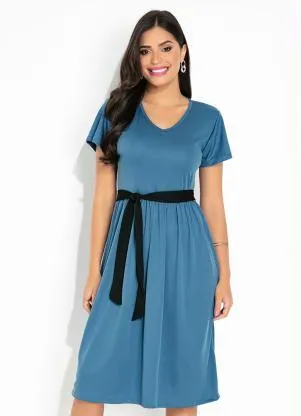 Rosalie - Vestido Azul com Amarração - ROSALIE