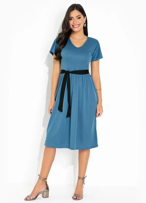 Rosalie - Vestido Azul com Amarração 4