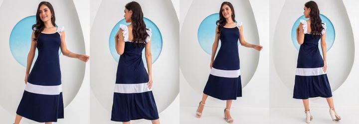 Vestido Azul Marinho em Malha