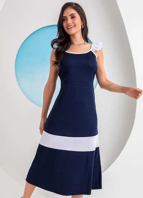 Rosalie - Vestido Azul Marinho em Malha