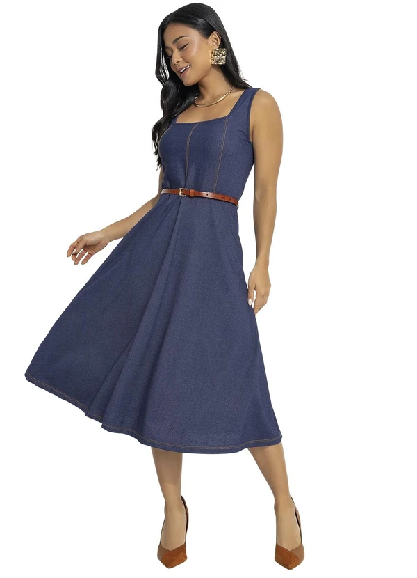 Rosalie - Vestido Azul Marinho em Malha