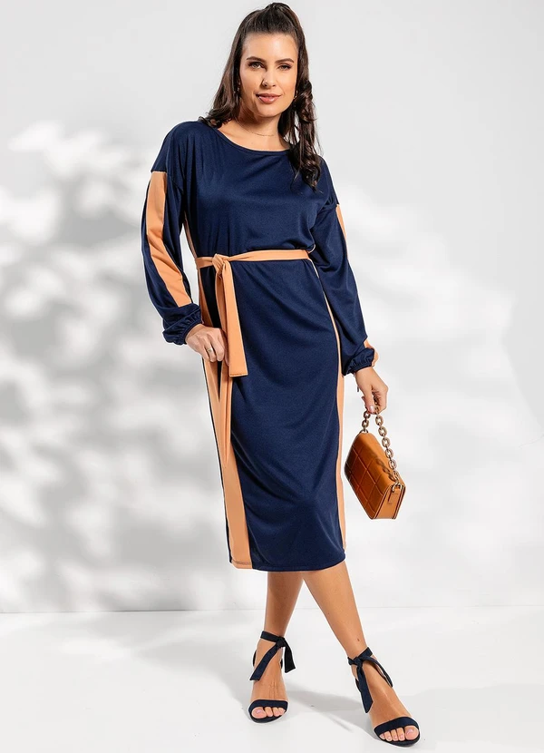 Rosalie - Vestido Azul Marinho em Malha