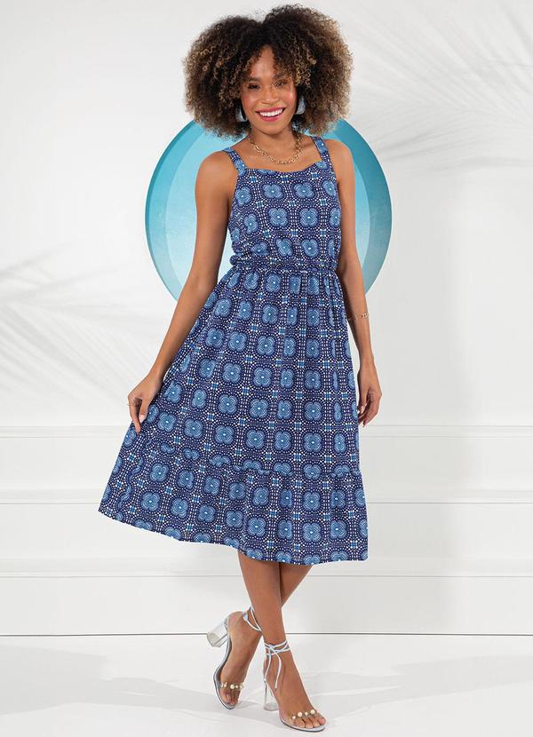 Rosalie - Vestido Bordado Azul em Malha 5