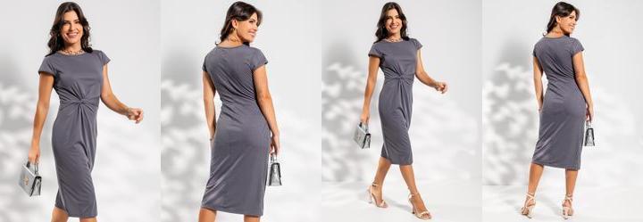 Vestido Cinza em Malha