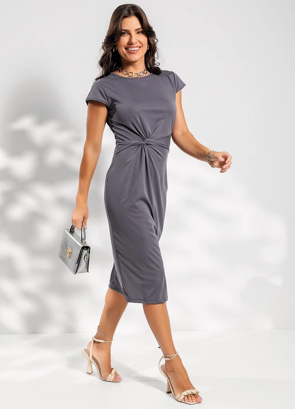 Rosalie - Vestido Cinza em Malha 3