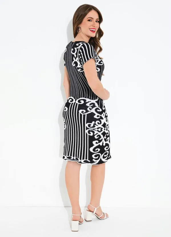 Rosalie - Vestido em Tricô Listrado Preto 4