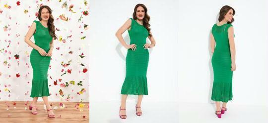 Vestido em Tric Verde Babado